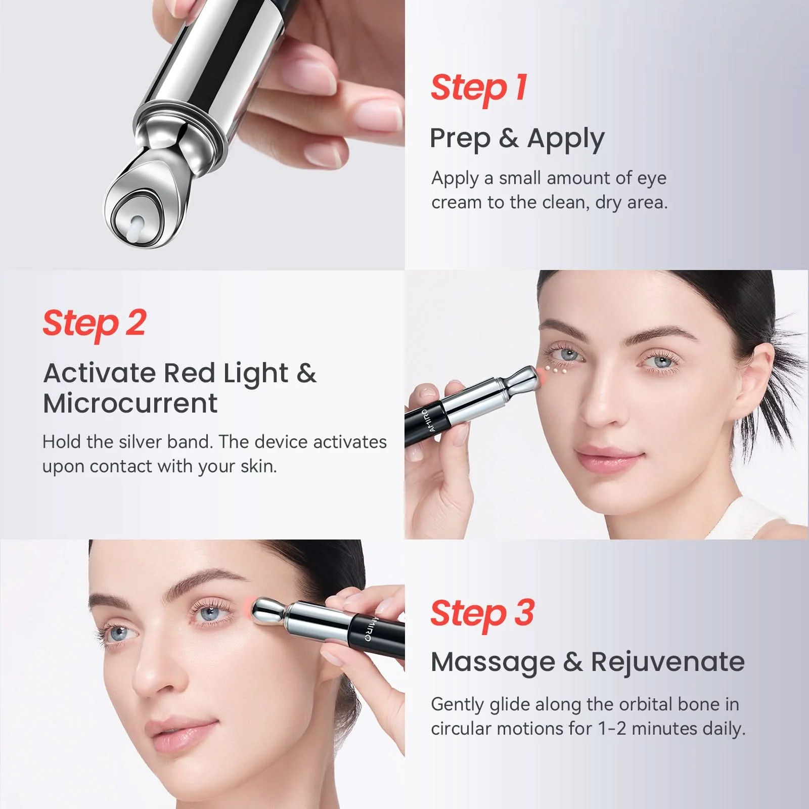 AMIRO EyeGlow Red Light & Microcurrent Eye Cream - Image 9